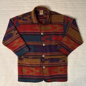 Chico’s Vintage Southwestern Aztec Pattern Wool Blend Button Jacket